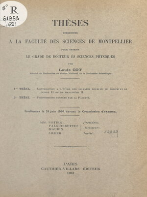 cover image of Contribution à l'étude des sulfates doubles de sodium et de cuivre II ou de manganèse II